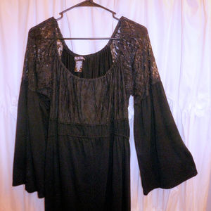 Paper Doll Bell sleeve Black lace dress 2X